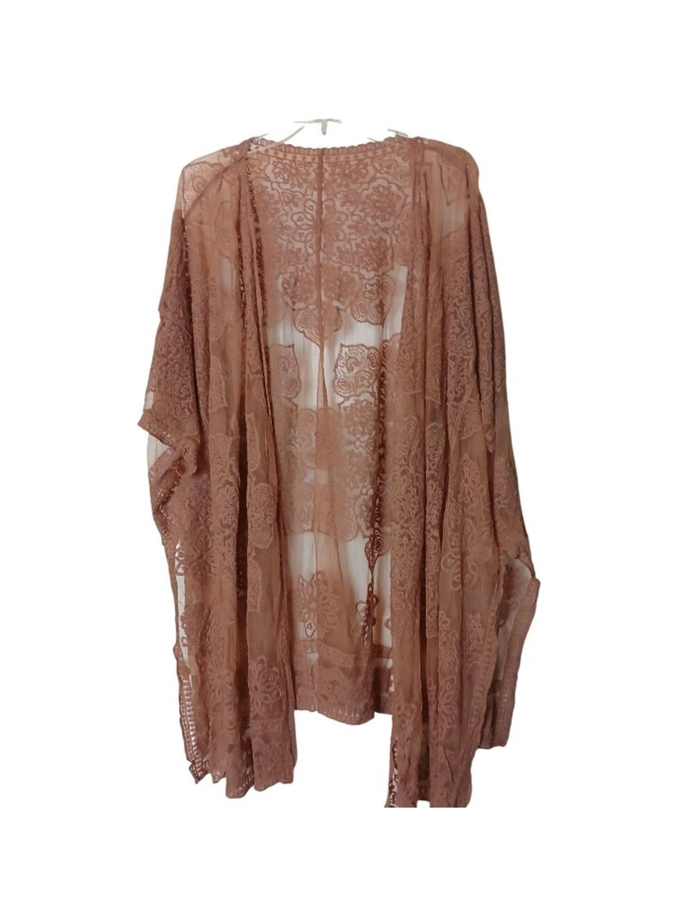 Lace Boho Open Kimono  Mauve One Size Sheer Floral 100% Cotton New NWT #I-1